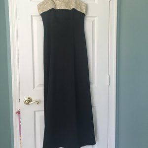 Black Dress with Gold Flower Design